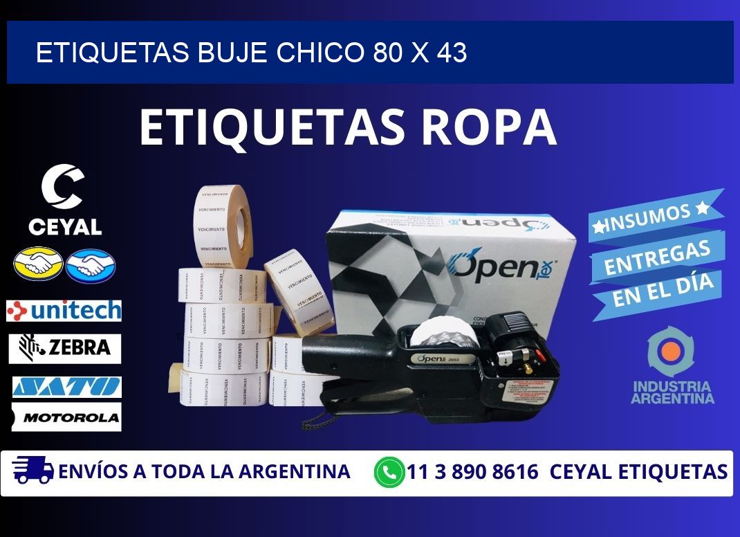 Etiquetas buje chico 80 x 43