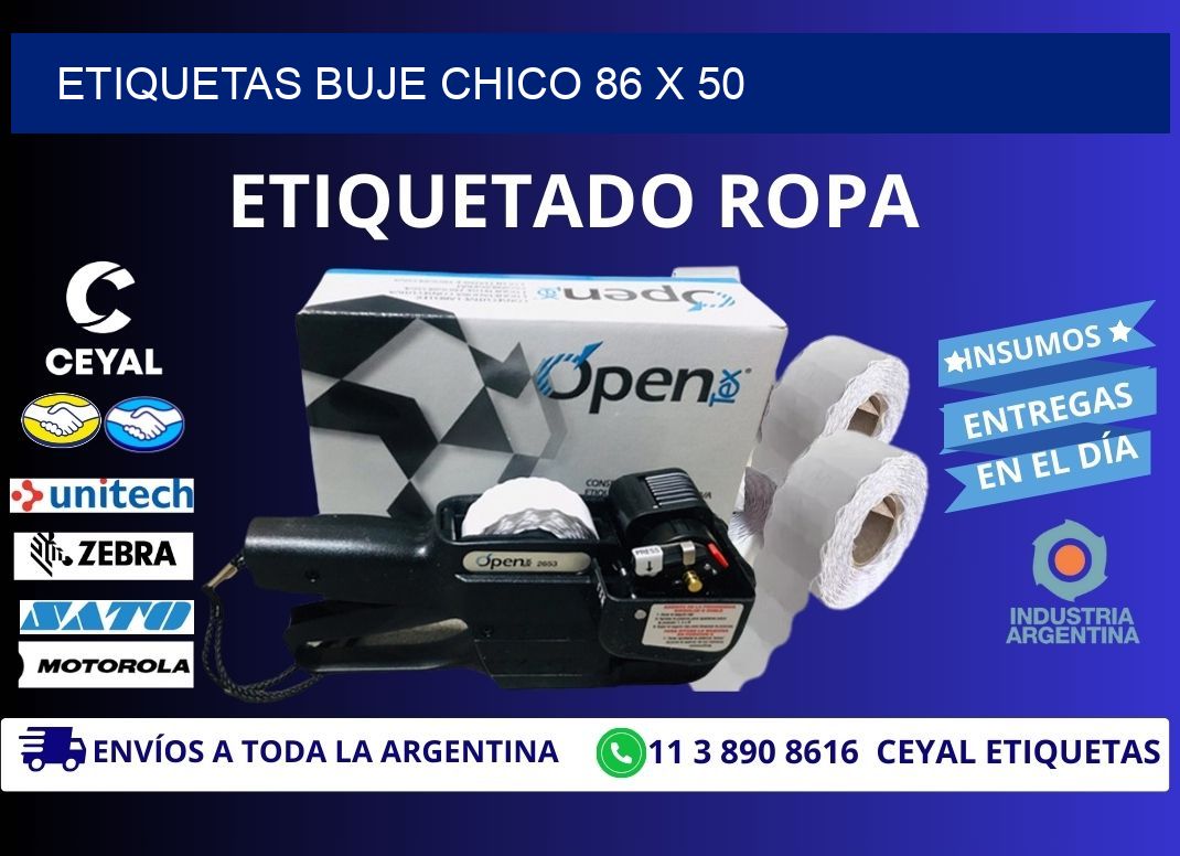 Etiquetas buje chico 86 x 50