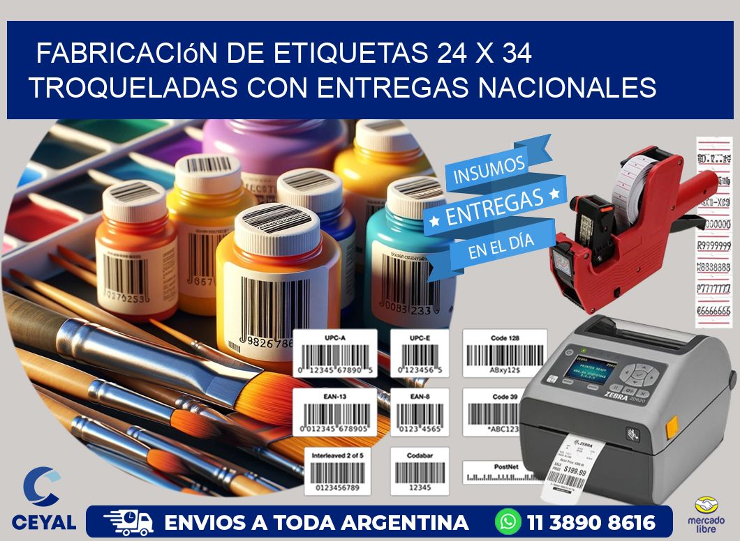 Fabricación de etiquetas 24 x 34 troqueladas con entregas nacionales