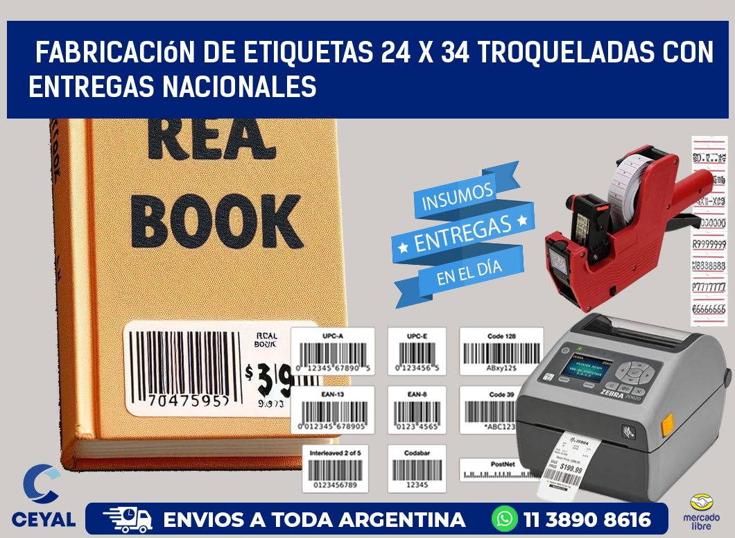 Fabricación de etiquetas 24 x 34 troqueladas con entregas nacionales
