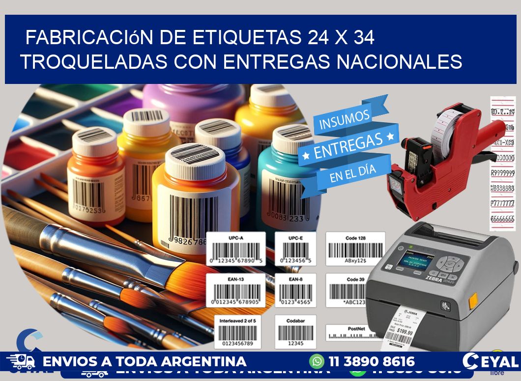 Fabricación de etiquetas 24 x 34 troqueladas con entregas nacionales