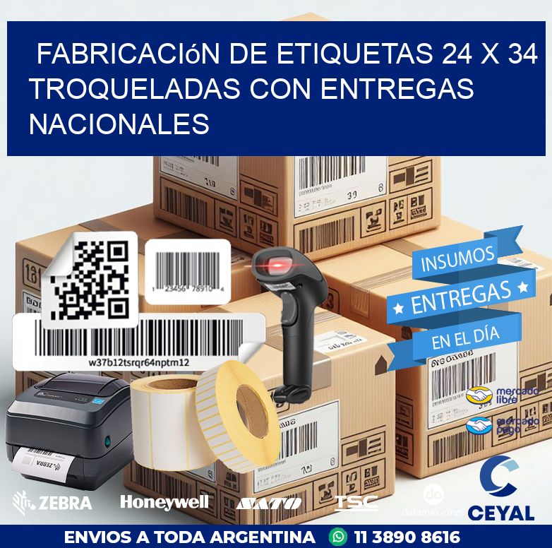 Fabricación de etiquetas 24 x 34 troqueladas con entregas nacionales