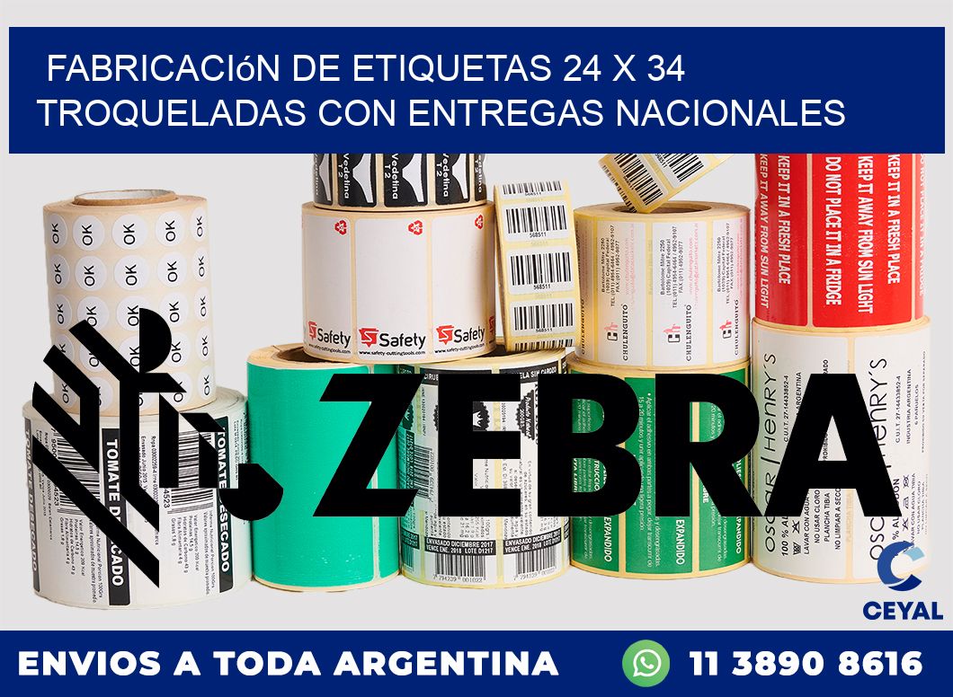 Fabricación de etiquetas 24 x 34 troqueladas con entregas nacionales