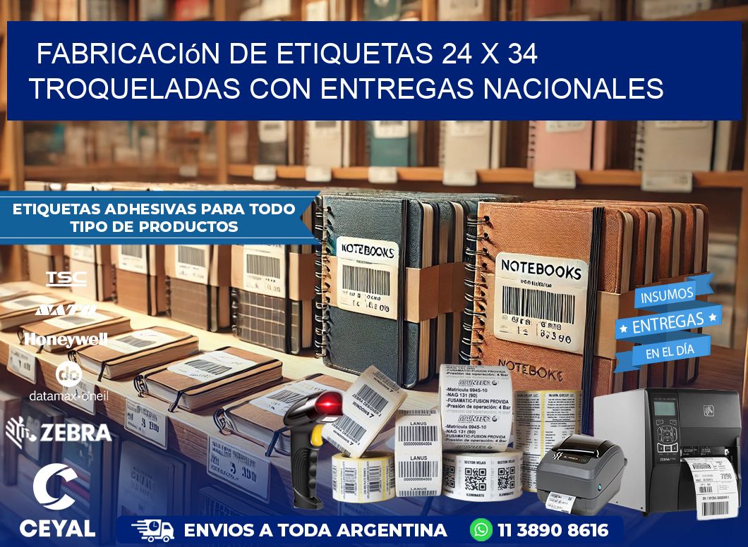 Fabricación de etiquetas 24 x 34 troqueladas con entregas nacionales