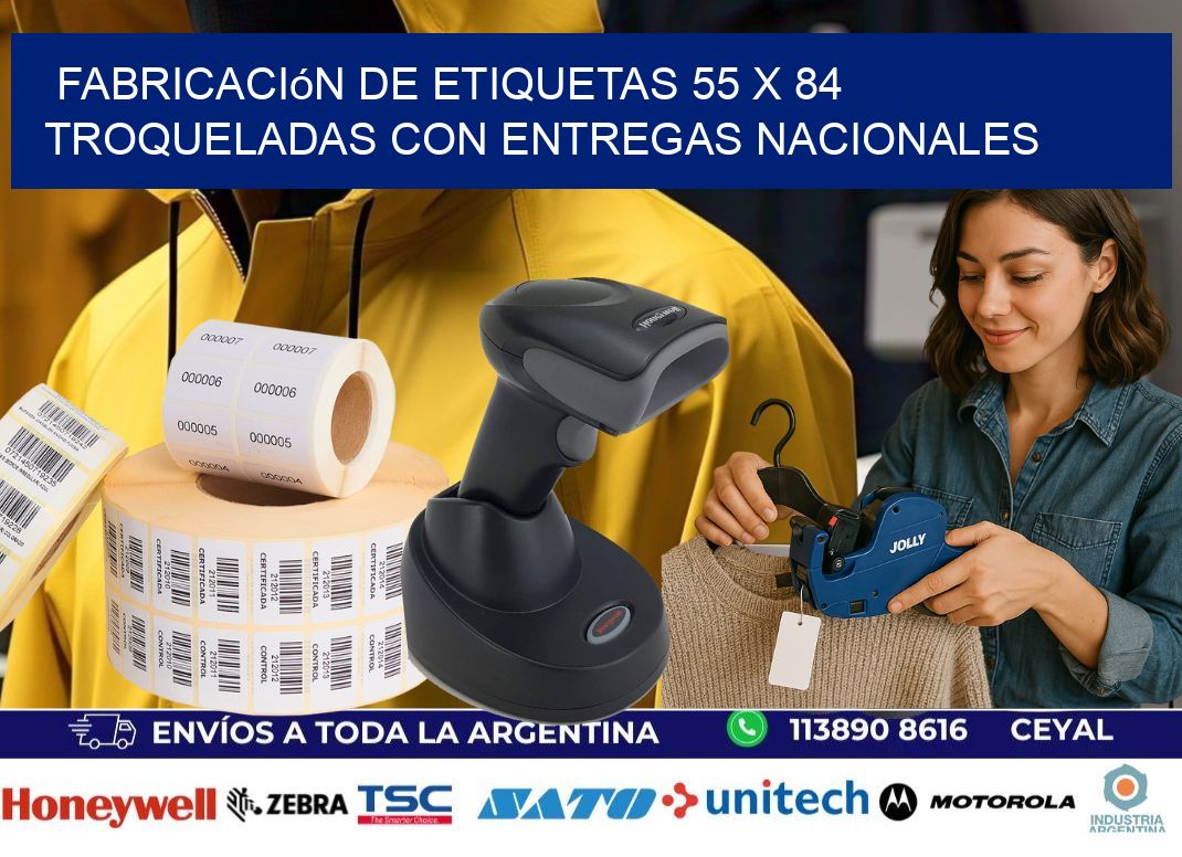 Fabricación de etiquetas 55 x 84 troqueladas con entregas nacionales
