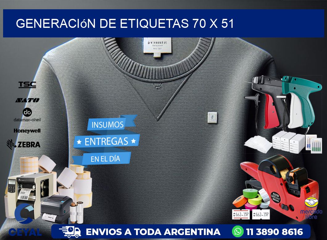 Generación de etiquetas 70 x 51