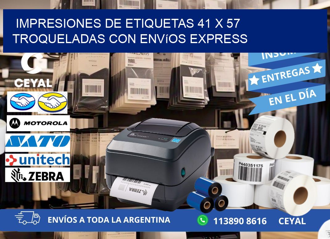 Impresiones de etiquetas 41 x 57 troqueladas con envíos express