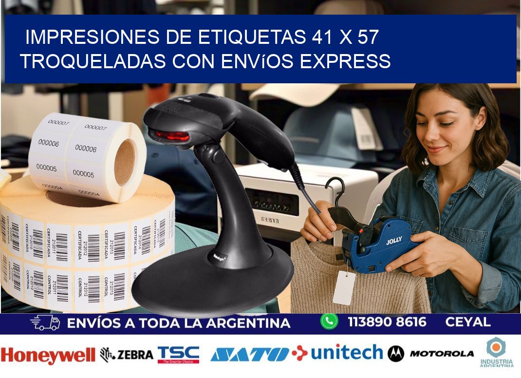 Impresiones de etiquetas 41 x 57 troqueladas con envíos express