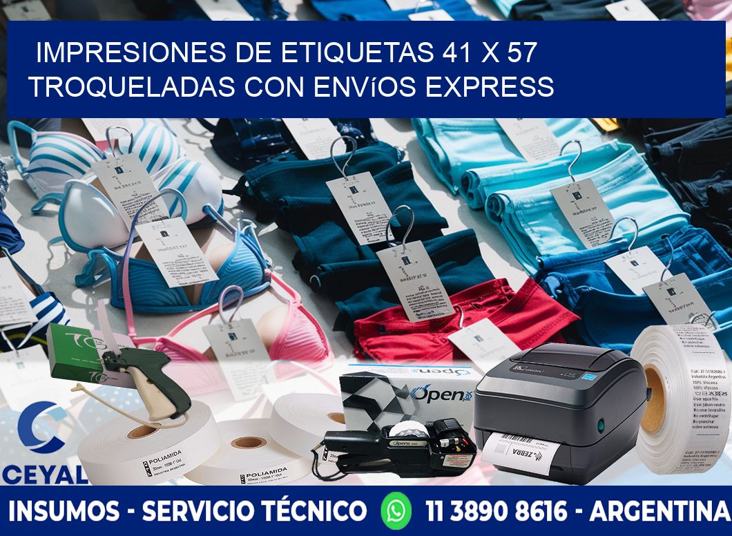 Impresiones de etiquetas 41 x 57 troqueladas con envíos express