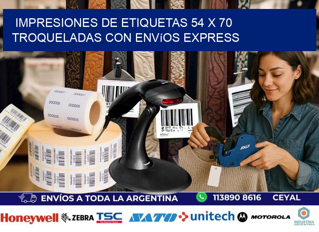 Impresiones de etiquetas 54 x 70 troqueladas con envíos express
