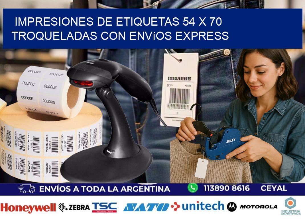 Impresiones de etiquetas 54 x 70 troqueladas con envíos express