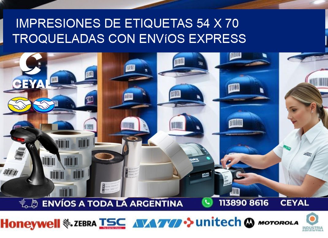 Impresiones de etiquetas 54 x 70 troqueladas con envíos express