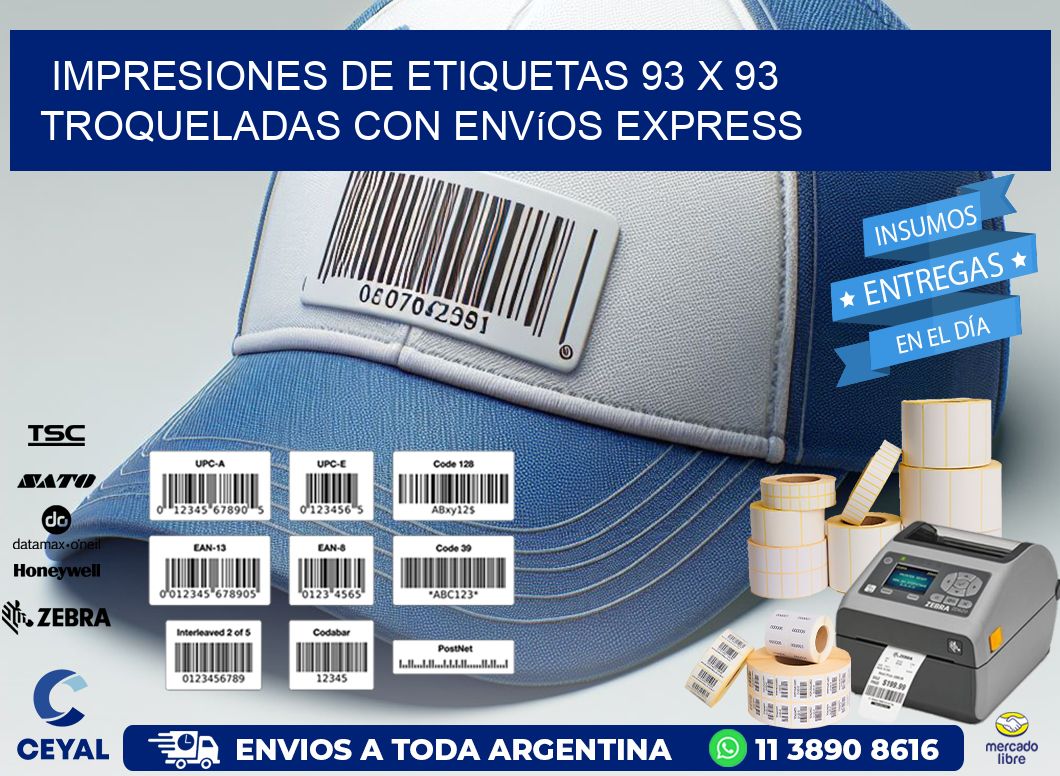 Impresiones de etiquetas 93 x 93 troqueladas con envíos express