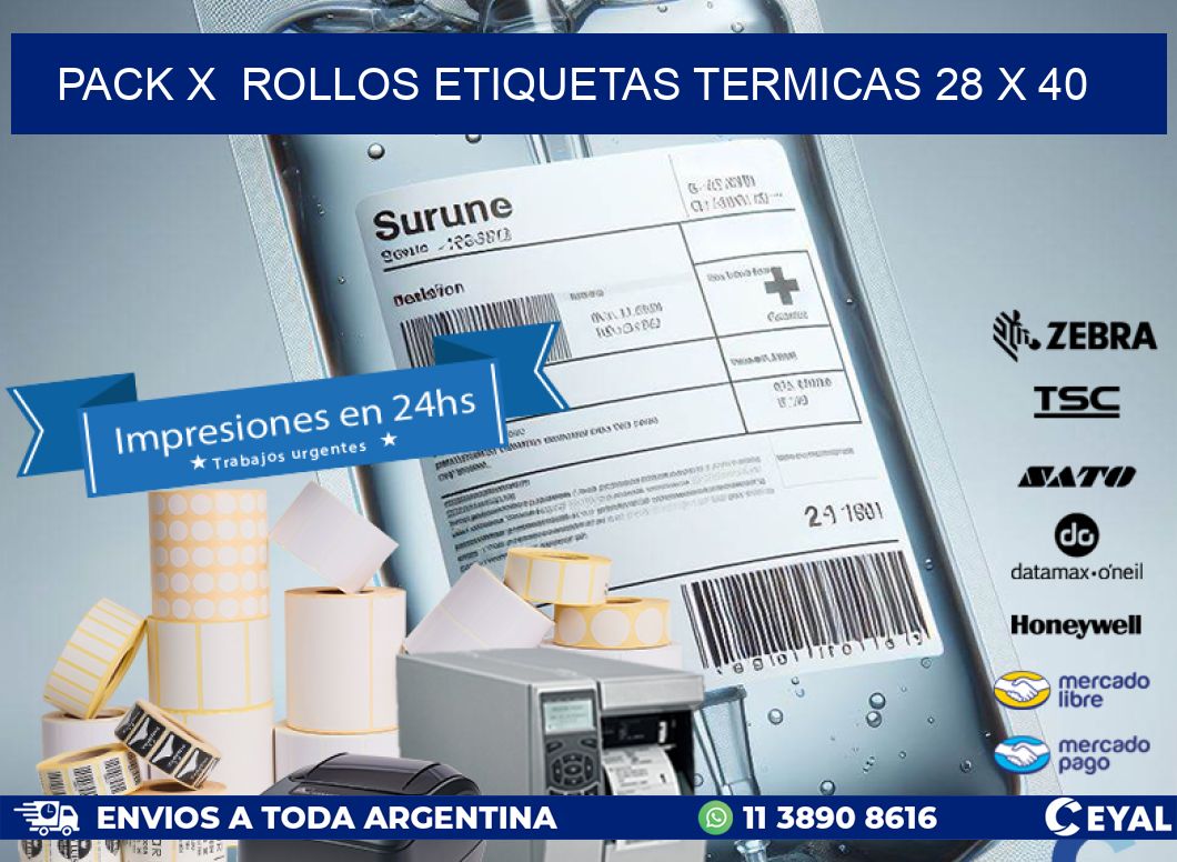 Pack X  Rollos Etiquetas termicas 28 x 40