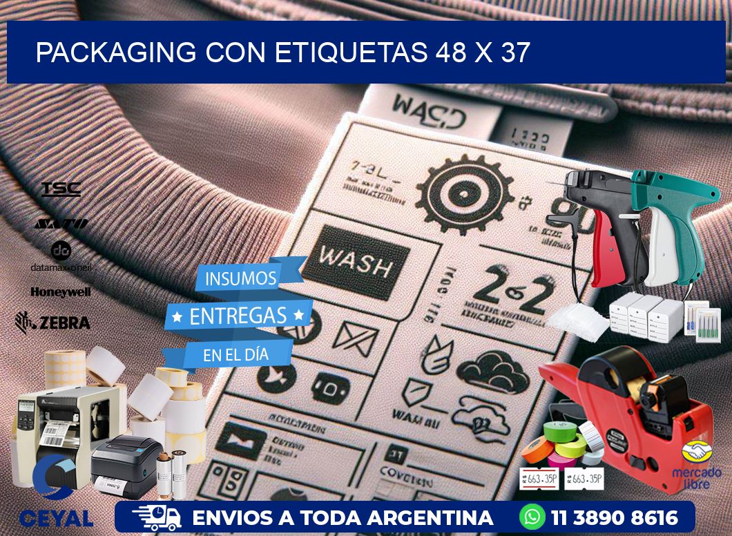 Packaging con etiquetas 48 x 37