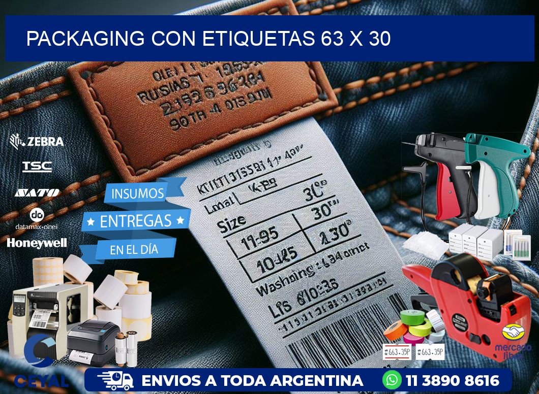 Packaging con etiquetas 63 x 30