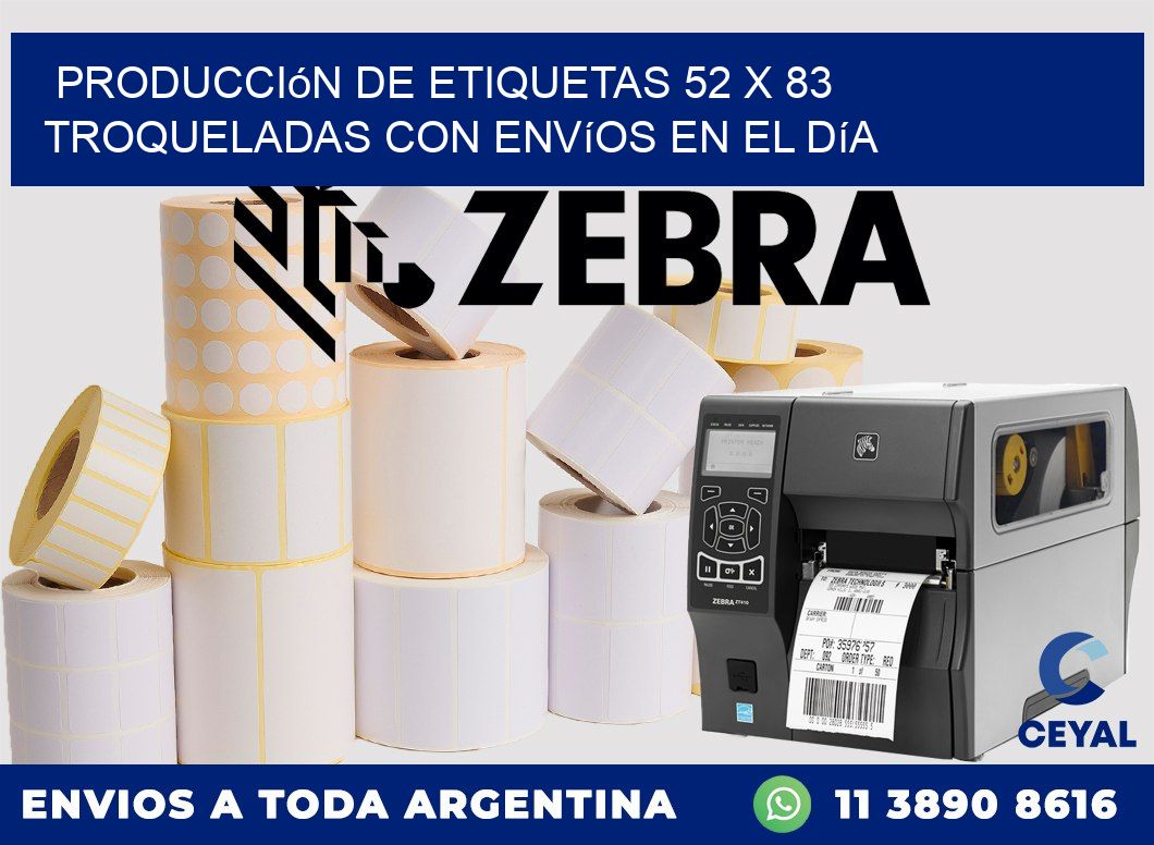 Producción de etiquetas 52 x 83 troqueladas con envíos en el día