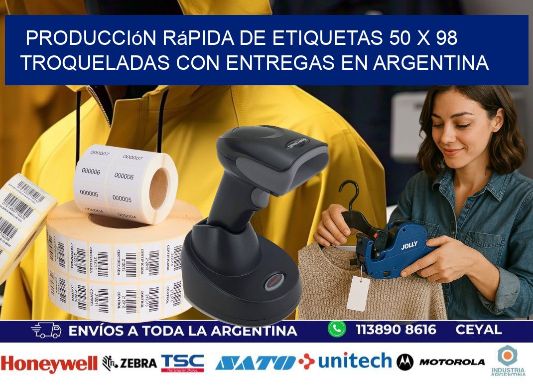 Producción rápida de etiquetas 50 x 98 troqueladas con entregas en Argentina