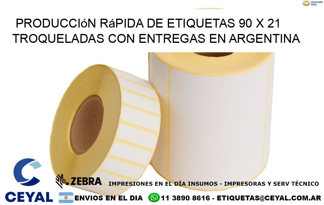 Producción rápida de etiquetas 90 x 21 troqueladas con entregas en Argentina