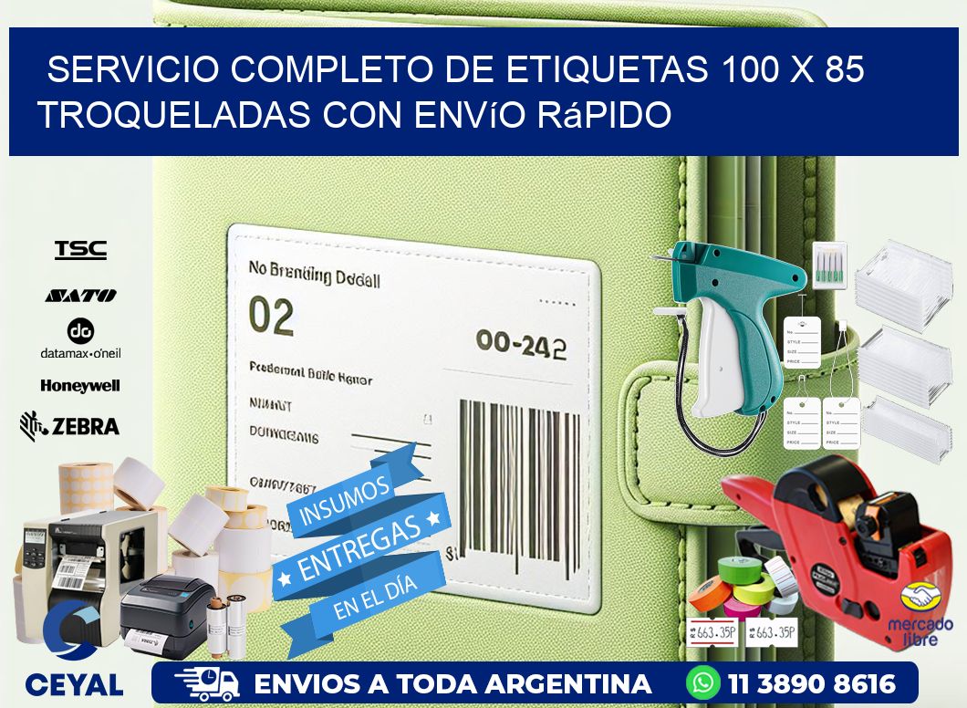 Servicio completo de etiquetas 100 x 85 troqueladas con envío rápido