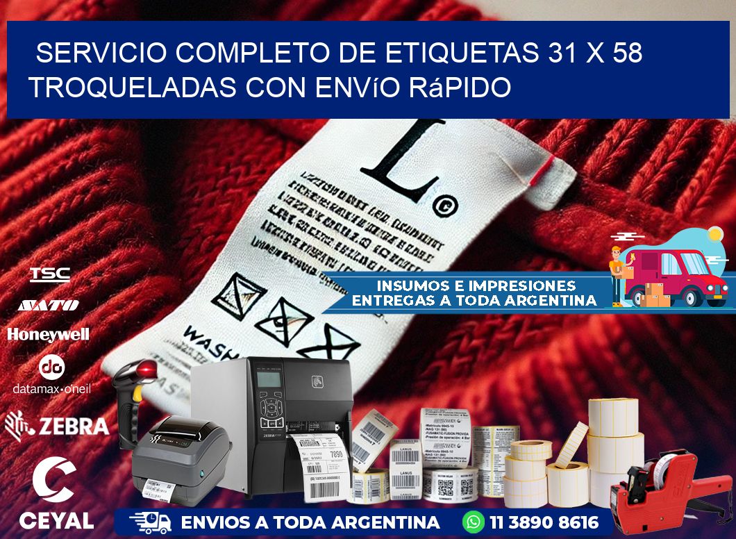 Servicio completo de etiquetas 31 x 58 troqueladas con envío rápido