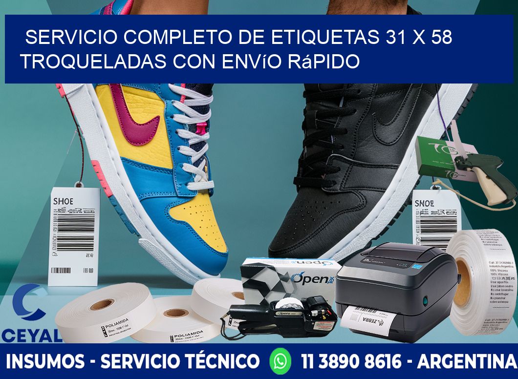 Servicio completo de etiquetas 31 x 58 troqueladas con envío rápido