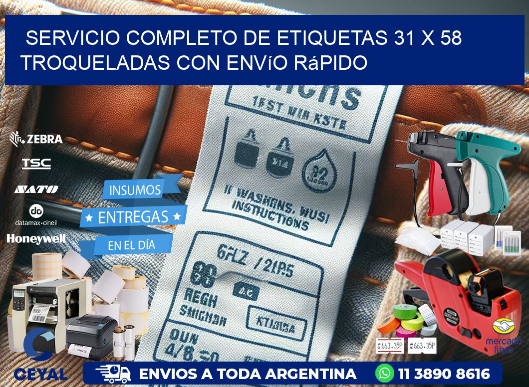 Servicio completo de etiquetas 31 x 58 troqueladas con envío rápido