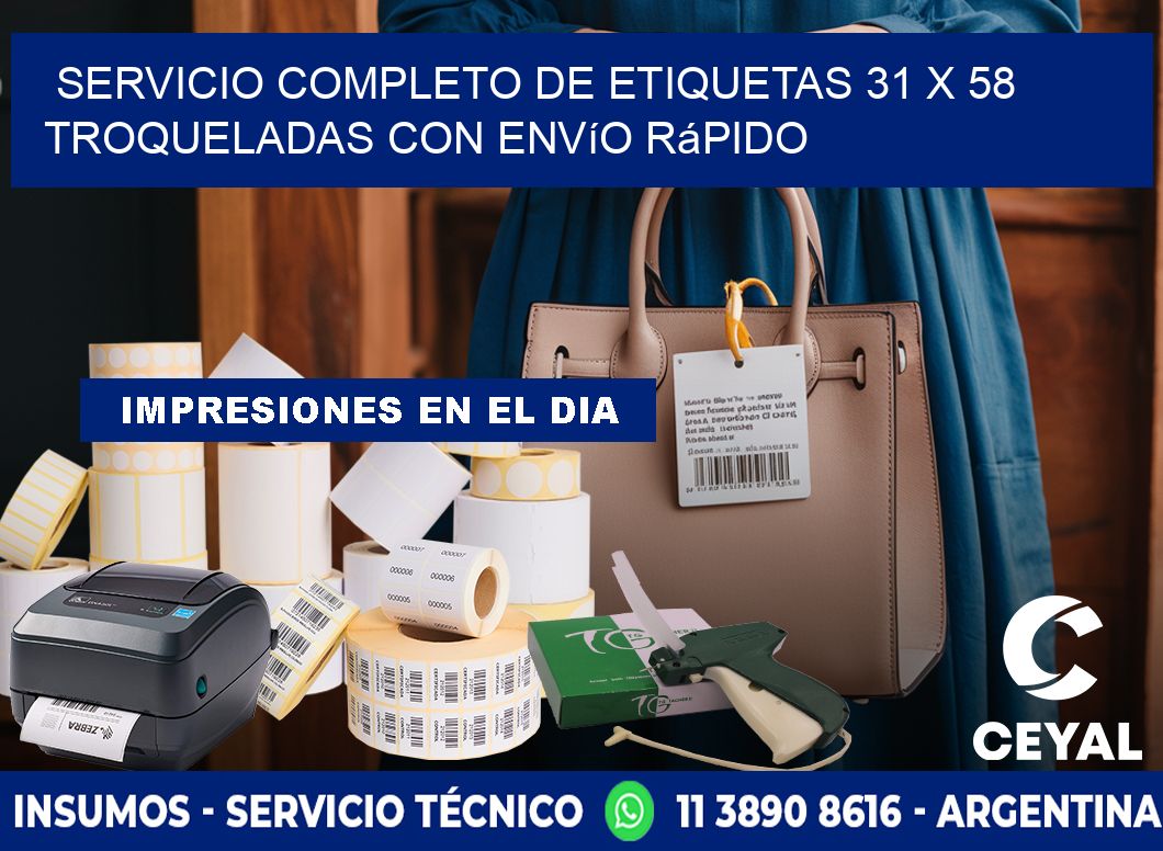 Servicio completo de etiquetas 31 x 58 troqueladas con envío rápido