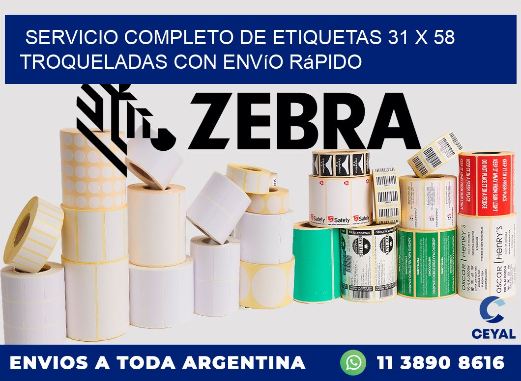Servicio completo de etiquetas 31 x 58 troqueladas con envío rápido