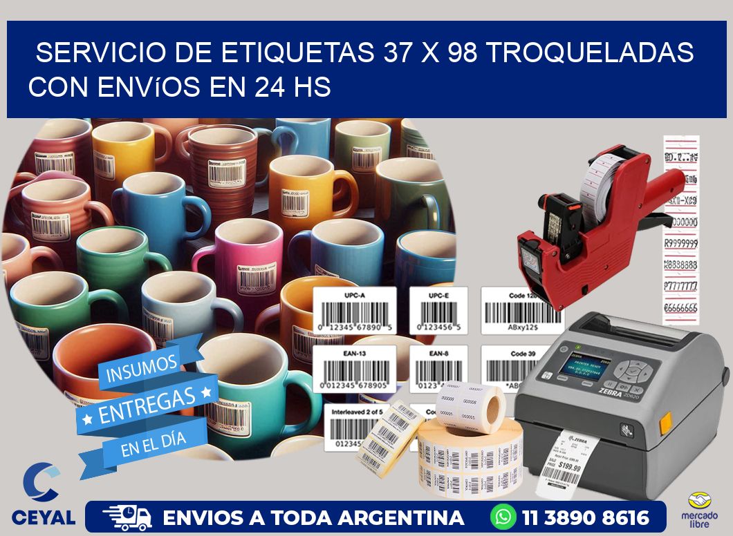 Servicio de etiquetas 37 x 98 troqueladas con envíos en 24 hs