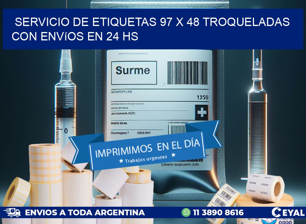 Servicio de etiquetas 97 x 48 troqueladas con envíos en 24 hs