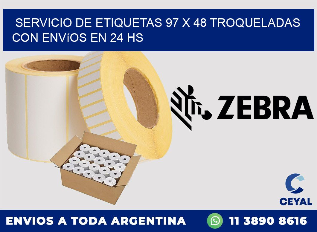 Servicio de etiquetas 97 x 48 troqueladas con envíos en 24 hs