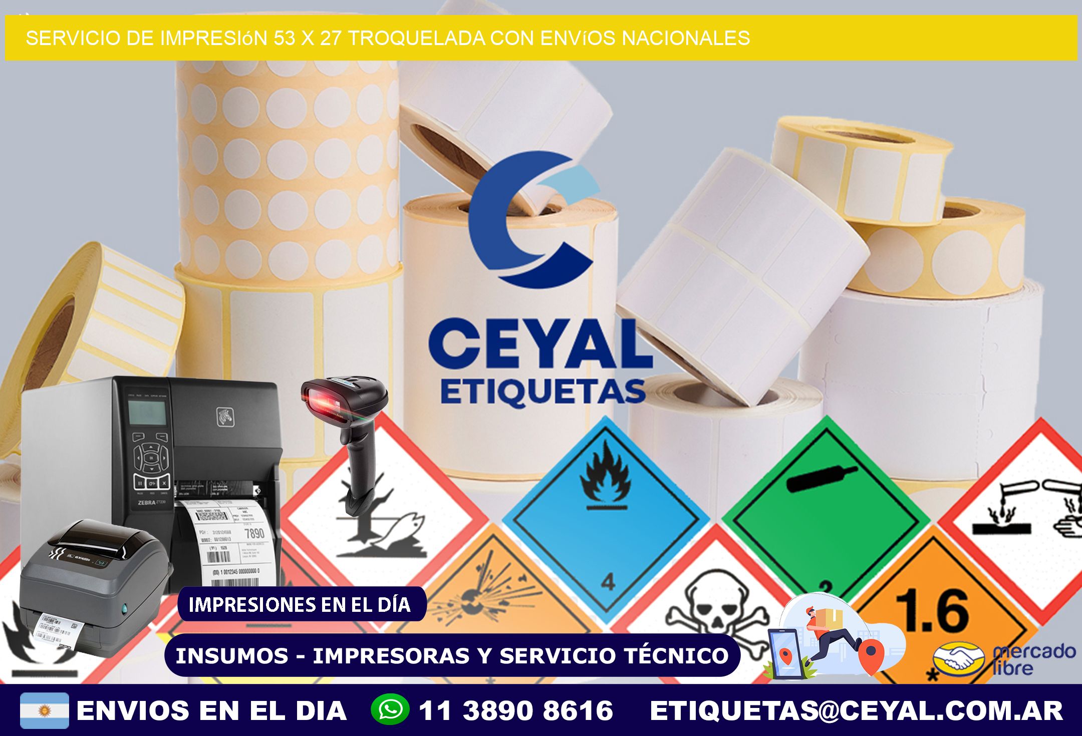 Servicio de impresión 53 x 27 troquelada con envíos nacionales