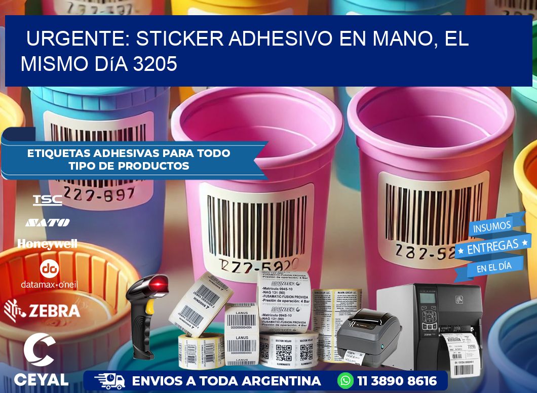 Urgente: Sticker adhesivo en Mano, el Mismo Día 3205