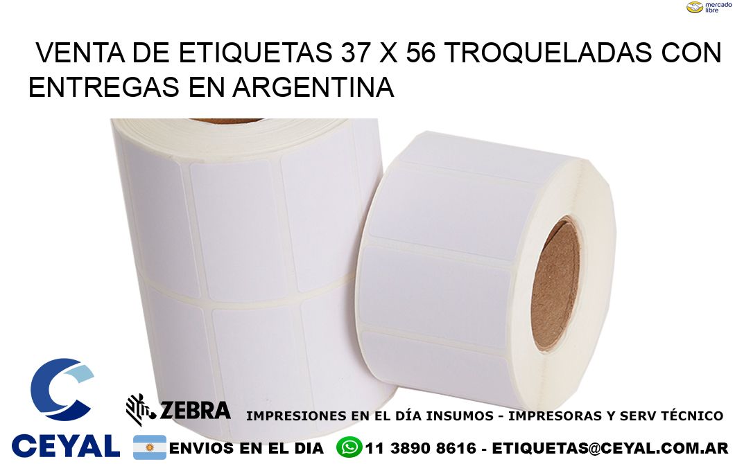 Venta de etiquetas 37 x 56 troqueladas con entregas en Argentina