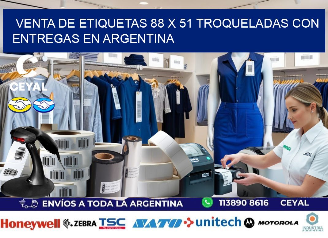 Venta de etiquetas 88 x 51 troqueladas con entregas en Argentina
