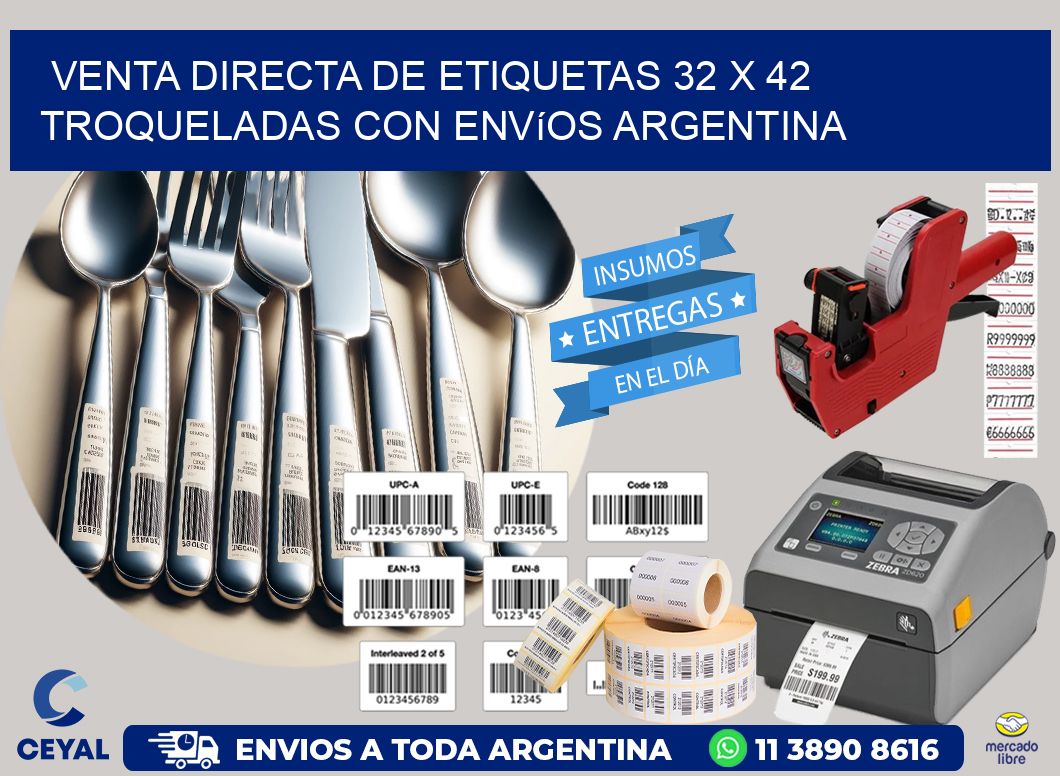Venta directa de etiquetas 32 x 42 troqueladas con envíos Argentina
