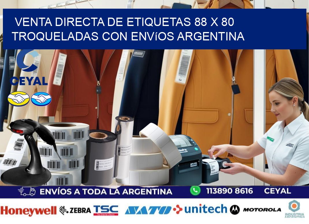 Venta directa de etiquetas 88 x 80 troqueladas con envíos Argentina