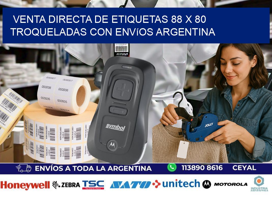 Venta directa de etiquetas 88 x 80 troqueladas con envíos Argentina