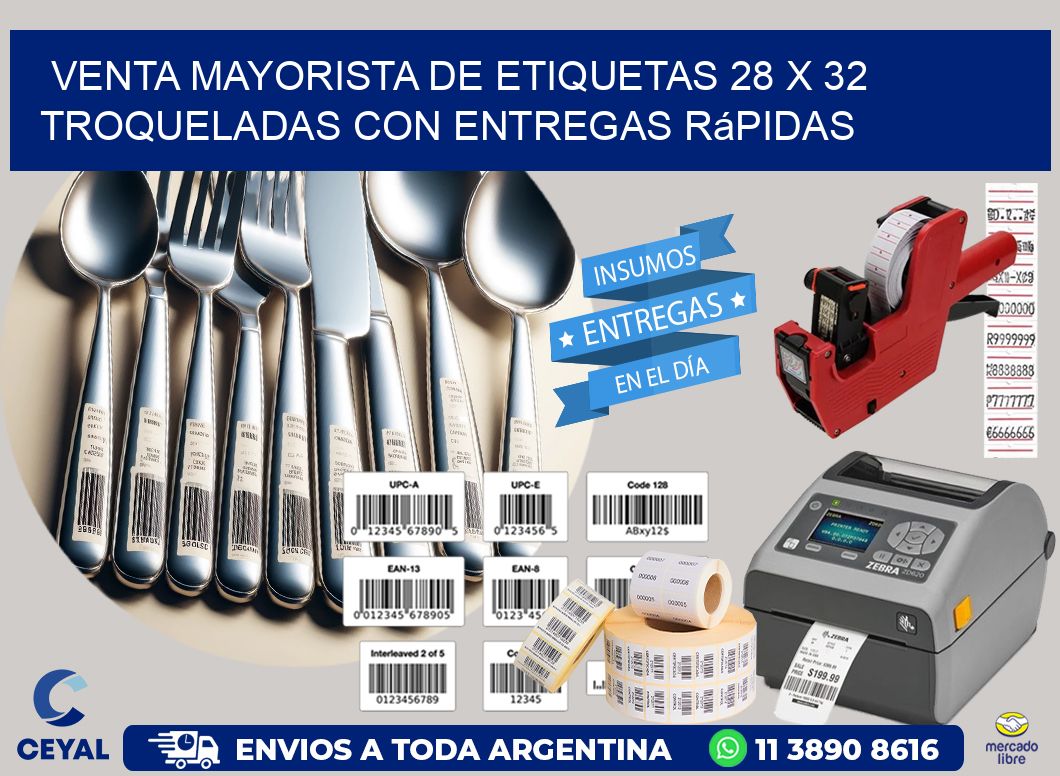 Venta mayorista de etiquetas 28 x 32 troqueladas con entregas rápidas