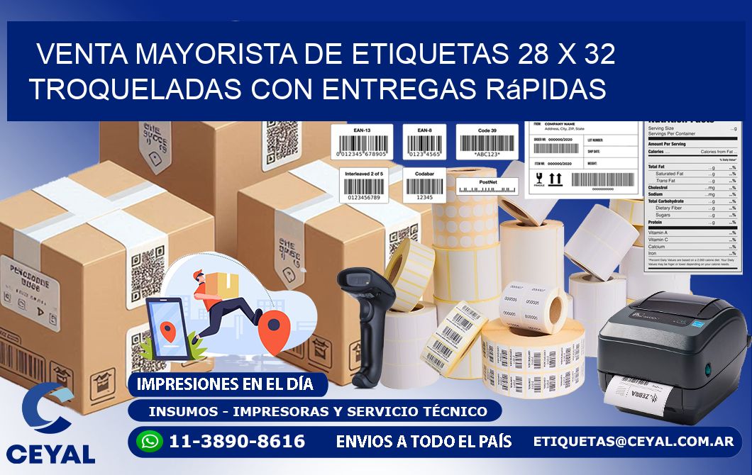 Venta mayorista de etiquetas 28 x 32 troqueladas con entregas rápidas