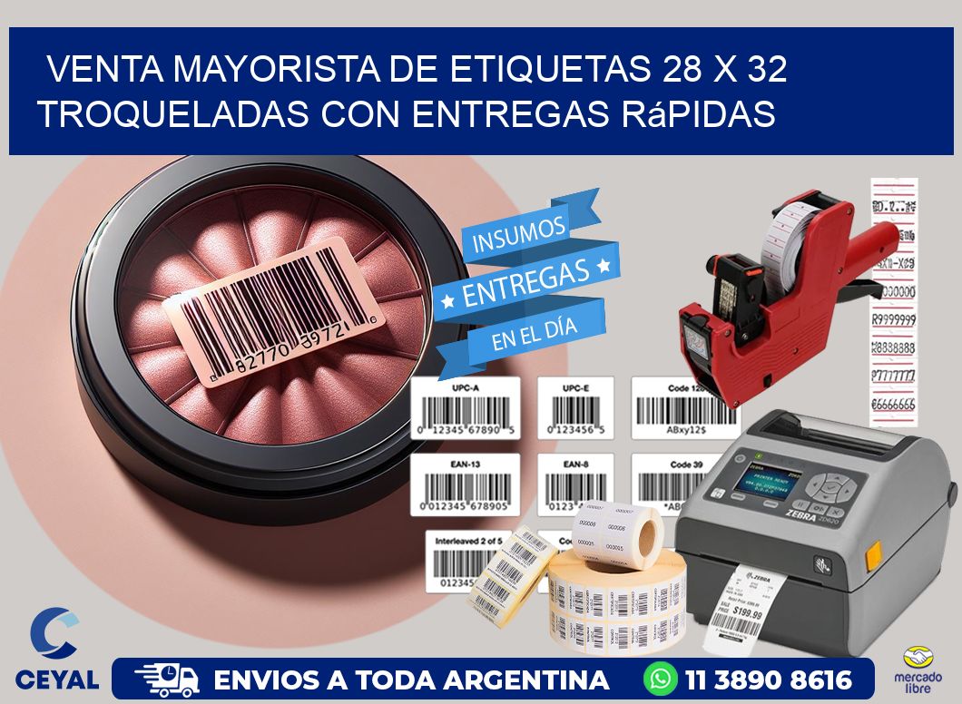 Venta mayorista de etiquetas 28 x 32 troqueladas con entregas rápidas