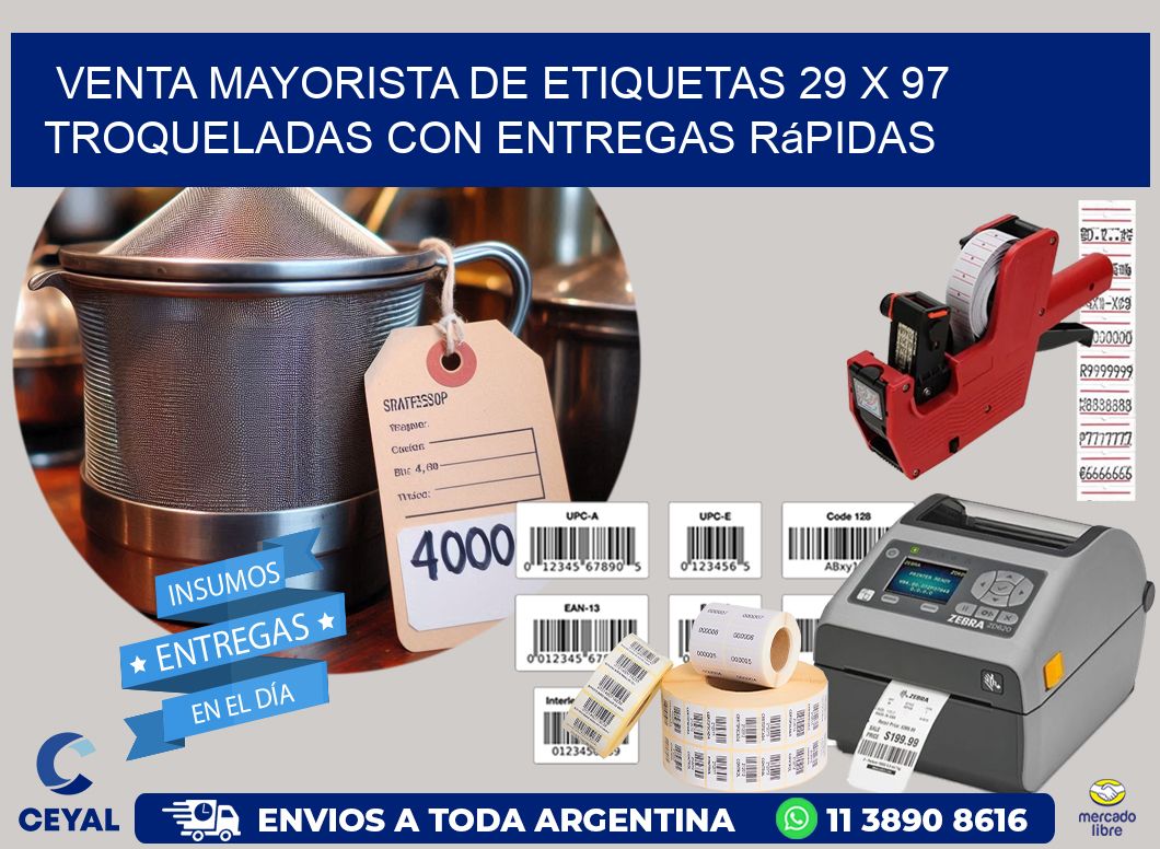 Venta mayorista de etiquetas 29 x 97 troqueladas con entregas rápidas