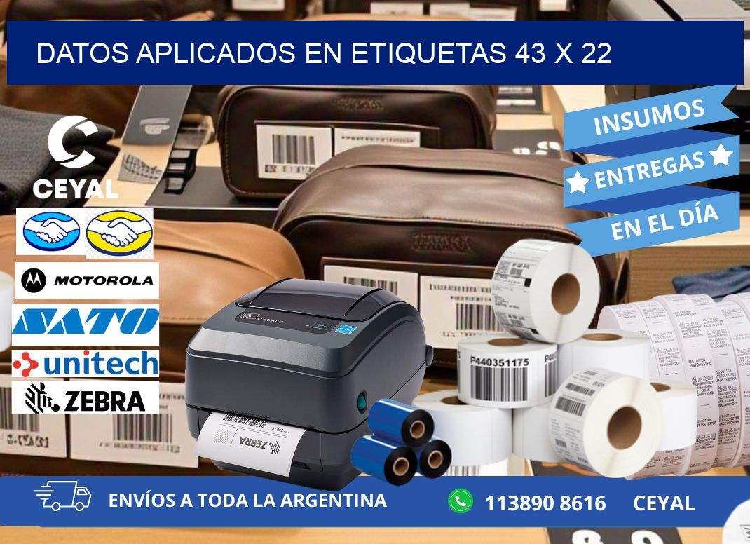 datos aplicados en etiquetas 43 x 22