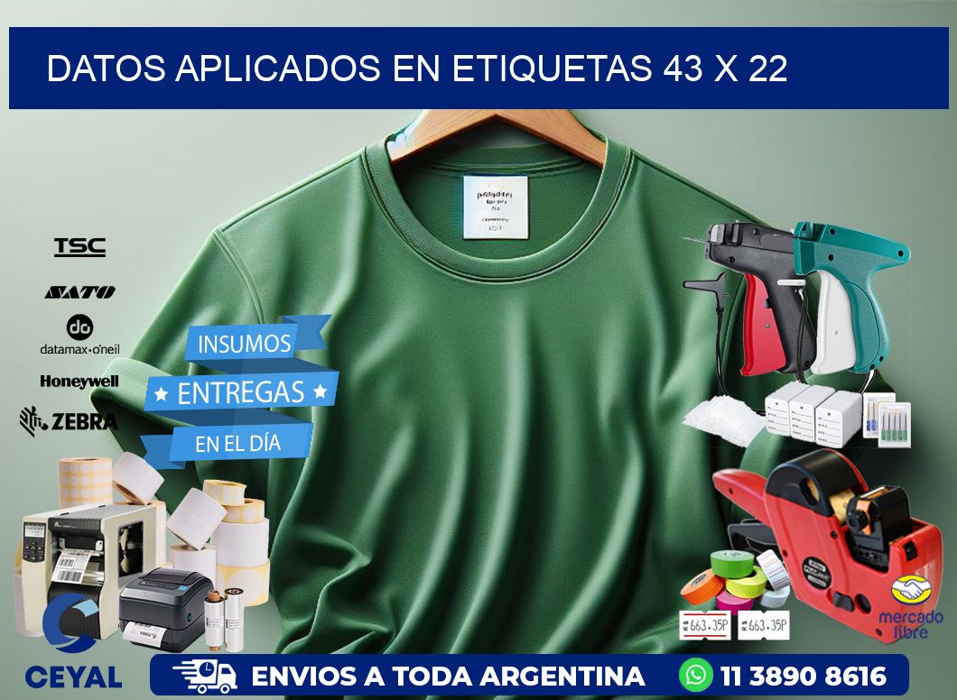 datos aplicados en etiquetas 43 x 22