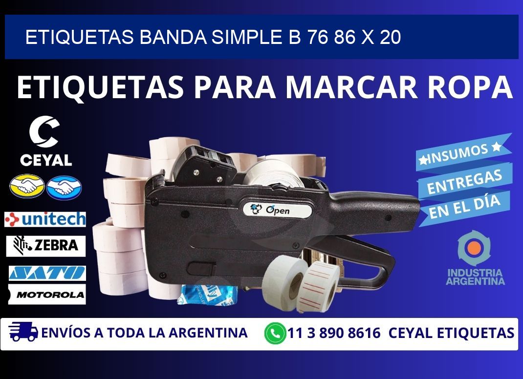 etiquetas banda simple b 76 86 x 20
