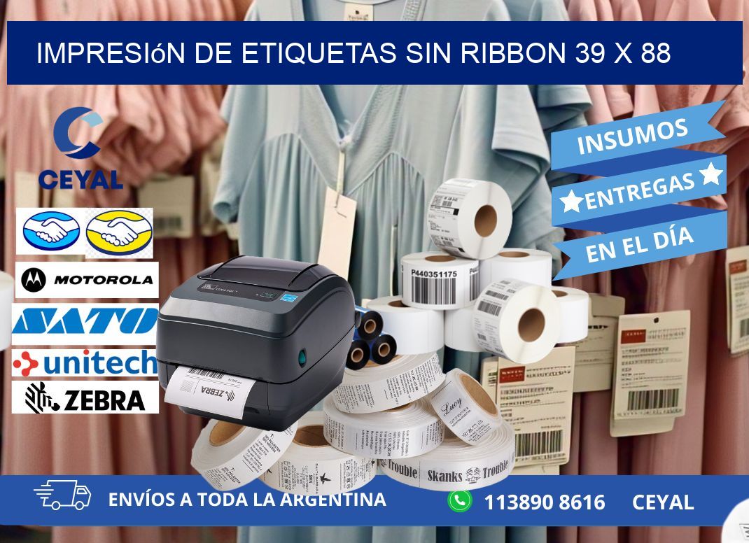 impresión de etiquetas sin ribbon 39 x 88