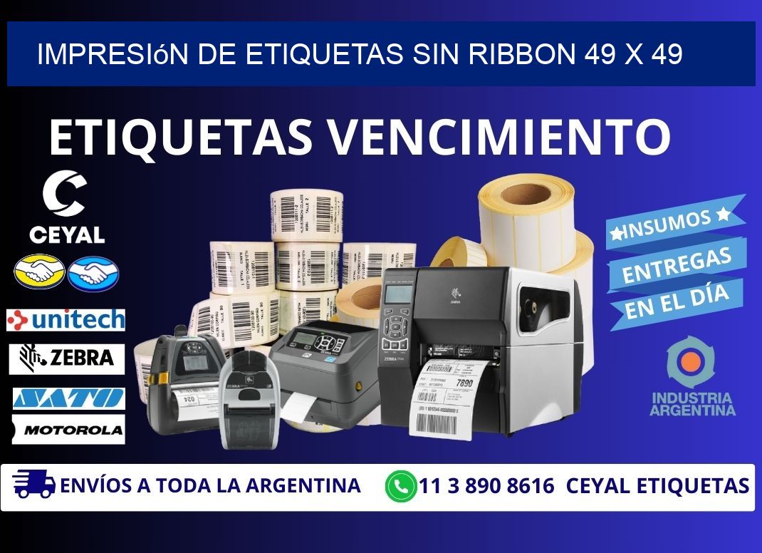 impresión de etiquetas sin ribbon 49 x 49