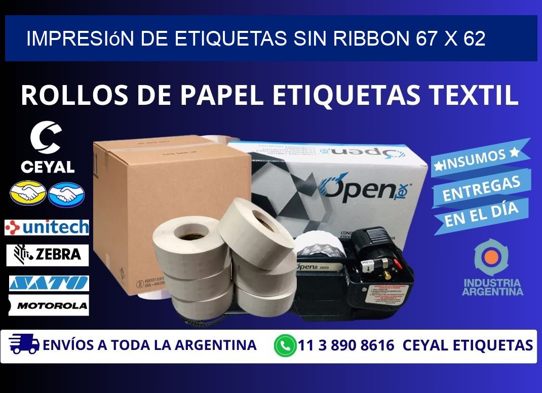 impresión de etiquetas sin ribbon 67 x 62