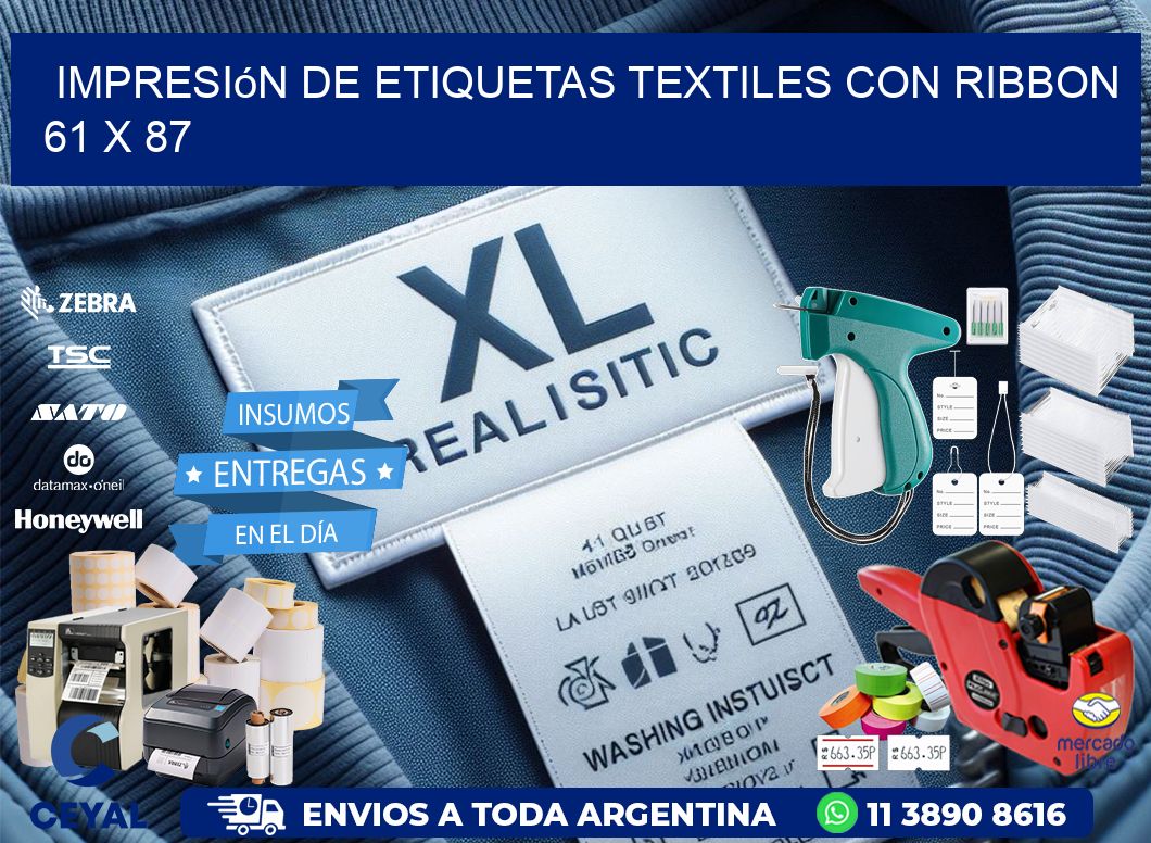 impresión de etiquetas textiles con ribbon 61 x 87